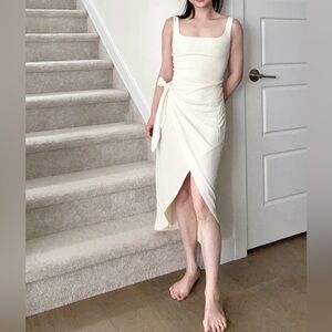 Like new Aritzia Elegant Cream Wrap Maxi Dress